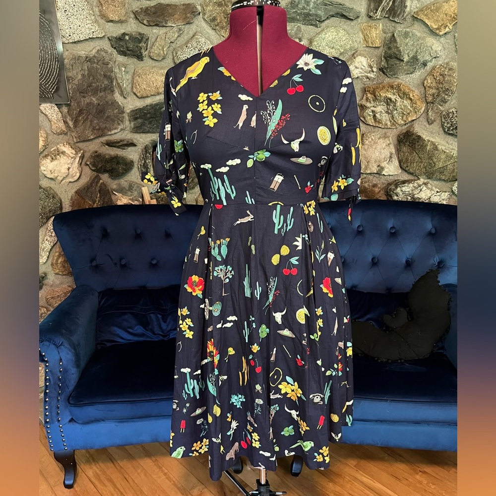 Frock Shop desert  navy blue cowboy print XL dress